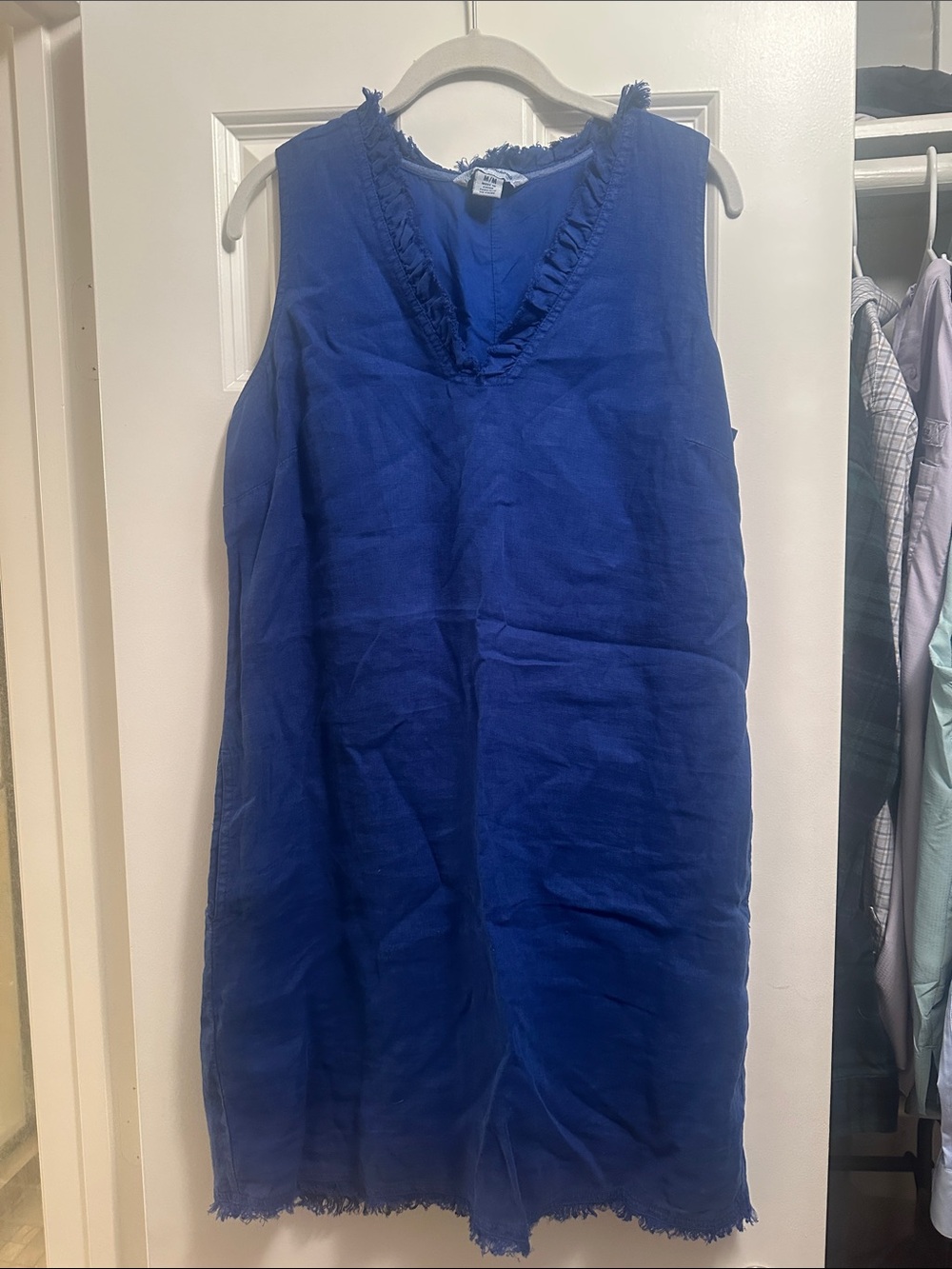 Tommy Bahama Frayed Trim V-Neck Dress in Royal Blue